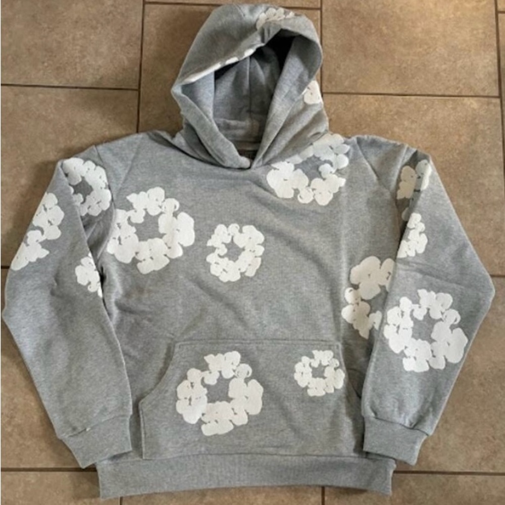 Denim Tears grey cotton wreath hoodie